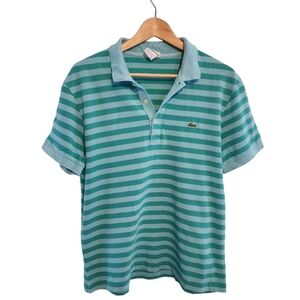 (EU5/M) Lacoste Blue and Green Striped Polo Shirt